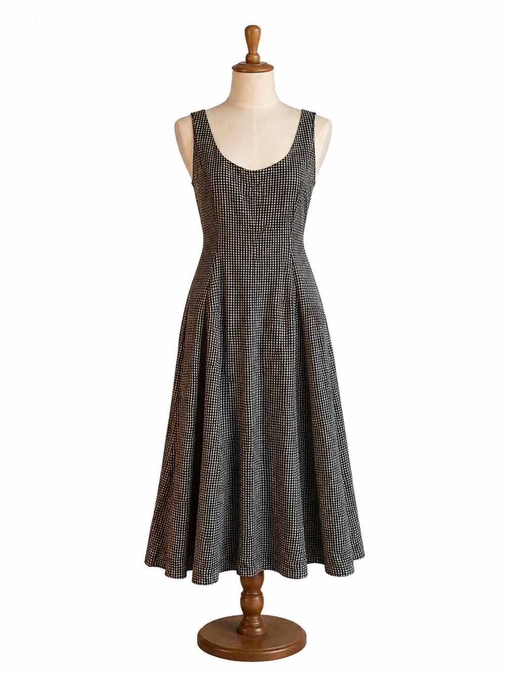 a new day Black White Gingham Corset Midi Dress NWOT